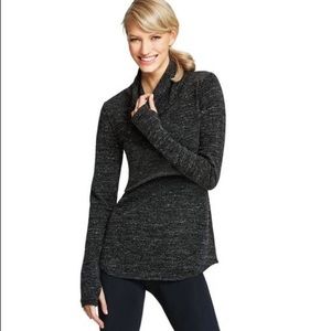 Cabi #945  Black Heathered Crop Turtleneck Sweater
